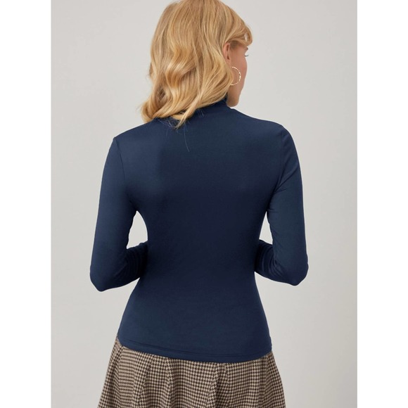 🌟HIGH NECK FORM FITTED TEE turtleneck black - Picture 6 of 8